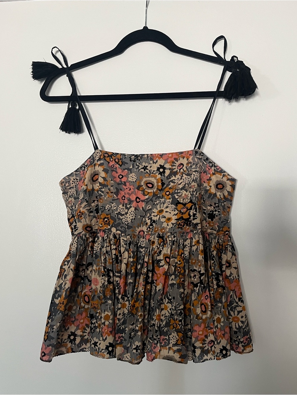 THE GREAT. Women’s tie shoulder floral babydoll top